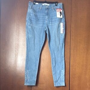 Levi Strauss Signature High Rise Floral Stensil Women's Blue Jeans NWT 16M